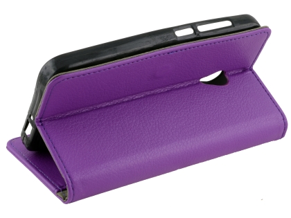 Synthetic Leather Wallet Case with Stand for Optus X Spirit - Purple