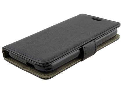Synthetic Leather Wallet Case with Stand for Optus X Play - Black