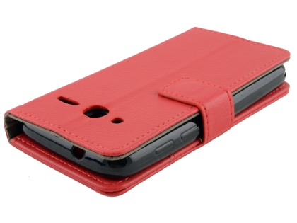 Synthetic Leather Wallet Case with Stand for Optus X Play - Red