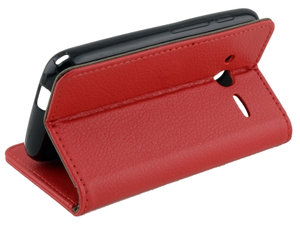 Synthetic Leather Wallet Case with Stand for Optus X Play - Red