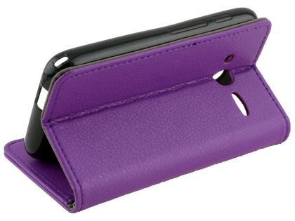 Synthetic Leather Wallet Case with Stand for Optus X Play - Purple