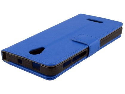 Synthetic Leather Wallet Case with Stand for Optus X Smart - Blue