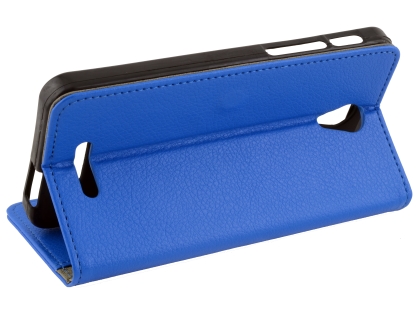 Synthetic Leather Wallet Case with Stand for Optus X Smart - Blue