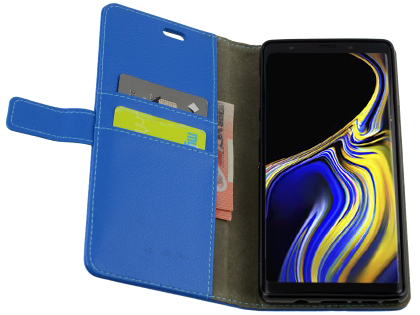 Synthetic Leather Wallet Case with Stand for Samsung Galaxy Note9 - Blue
