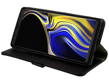 Synthetic Leather Wallet Case with Stand for Samsung Galaxy Note9 - Black