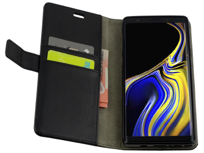 Synthetic Leather Wallet Case with Stand for Samsung Galaxy Note9 - Black