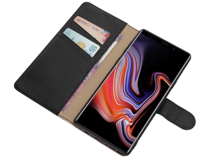 Premium Leather Wallet Case with Stand for Samsung Galaxy Note9 - Black