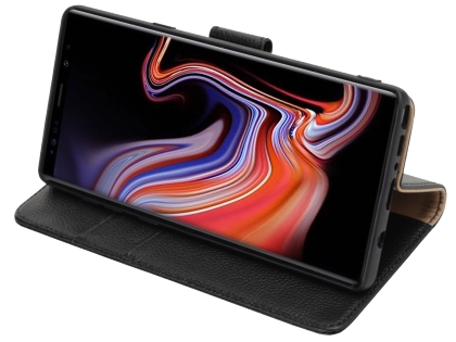 Premium Leather Wallet Case with Stand for Samsung Galaxy Note9 - Black