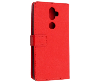 Synthetic Leather Wallet Case with Stand for Telstra Superior - Red Leather Wallet Case