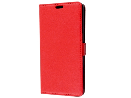 Synthetic Leather Wallet Case with Stand for Telstra Superior - Red