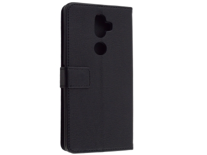 Synthetic Leather Wallet Case with Stand for Telstra Superior - Black Leather Wallet Case