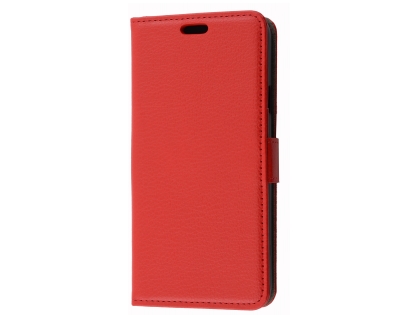 Synthetic Leather Wallet Case with Stand for LG Q7 - Red