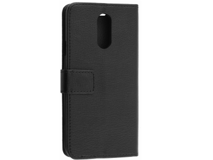 Synthetic Leather Wallet Case with Stand for LG Q7 - Black Leather Wallet Case