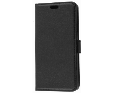 Synthetic Leather Wallet Case with Stand for LG Q7 - Black