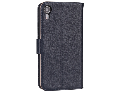 Premium Leather Wallet Case with Stand for Apple iPhone XR - Midnight Blue Leather Wallet Case
