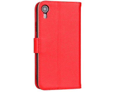 Premium Leather Wallet Case with Stand for Apple iPhone XR - Red