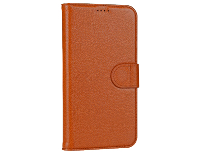 Premium Leather Wallet Case with Stand for Apple iPhone XR - Caramel