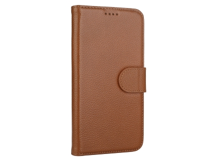 Premium Leather Wallet Case with Stand for Apple iPhone Xs Max - Caramel