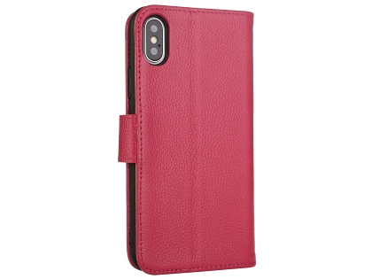 Premium Leather Wallet Case with Stand for Apple iPhone Xs Max - Pink Leather Wallet Case