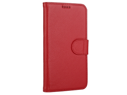 Premium Leather Wallet Case with Stand for Apple iPhone Xs Max - Red