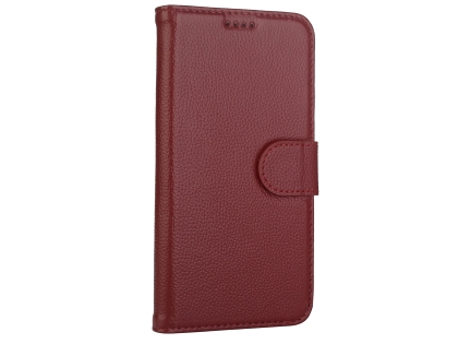 Premium Leather Wallet Case with Stand for Apple iPhone Xs Max - Rosewood