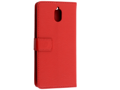 Synthetic Leather Wallet Case with Stand for Nokia 3.1 - Red Leather Wallet Case