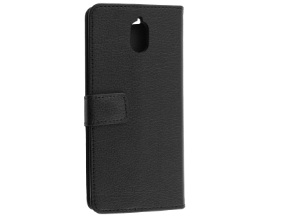 Synthetic Leather Wallet Case with Stand for Nokia 3.1 - Black Leather Wallet Case