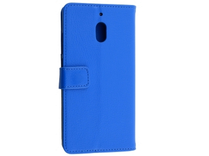 Synthetic Leather Wallet Case with Stand for Nokia 2.1 - Blue Leather Wallet Case