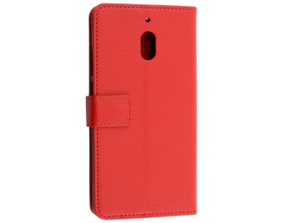 Synthetic Leather Wallet Case with Stand for Nokia 2.1 - Red Leather Wallet Case