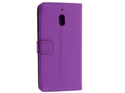 Synthetic Leather Wallet Case with Stand for Nokia 2.1 - Purple Leather Wallet Case