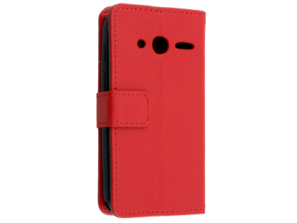 Synthetic Leather Wallet Case with Stand for Alcatel U3 - Red Leather Wallet Case