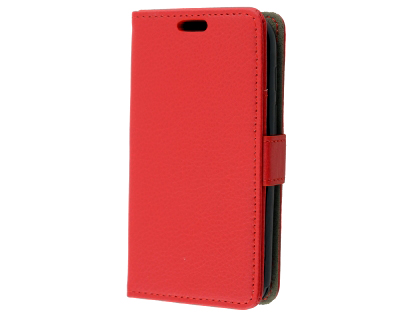 Synthetic Leather Wallet Case with Stand for Alcatel U3 - Red