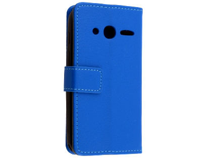 Synthetic Leather Wallet Case with Stand for Alcatel U3 - Blue Leather Wallet Case
