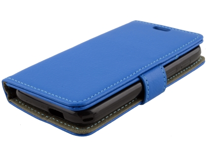 Synthetic Leather Wallet Case with Stand for Alcatel U3 - Blue