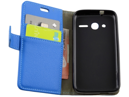 Synthetic Leather Wallet Case with Stand for Alcatel U3 - Blue