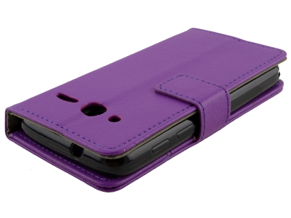 Synthetic Leather Wallet Case with Stand for Alcatel U3 - Purple