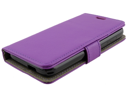 Synthetic Leather Wallet Case with Stand for Alcatel U3 - Purple