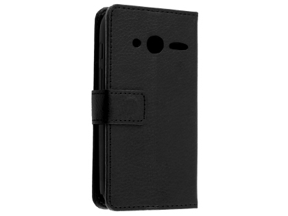 Synthetic Leather Wallet Case with Stand for Alcatel U3 - Black Leather Wallet Case
