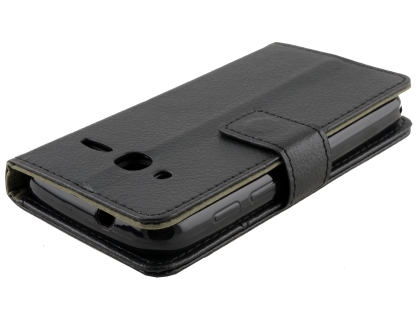 Synthetic Leather Wallet Case with Stand for Alcatel U3 - Black