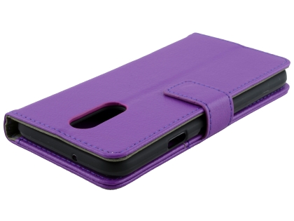 Synthetic Leather Wallet Case with Stand for LG Q7 - Purple