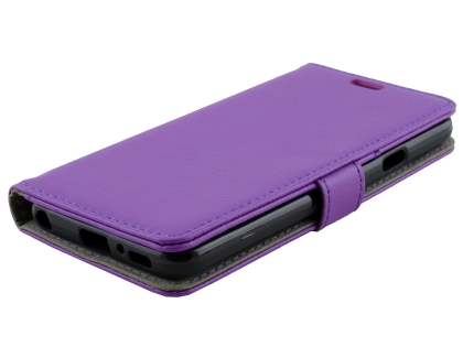 Synthetic Leather Wallet Case with Stand for LG Q7 - Purple