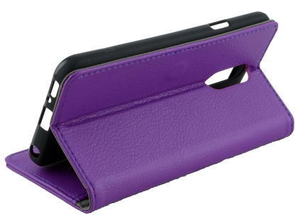 Synthetic Leather Wallet Case with Stand for LG Q7 - Purple