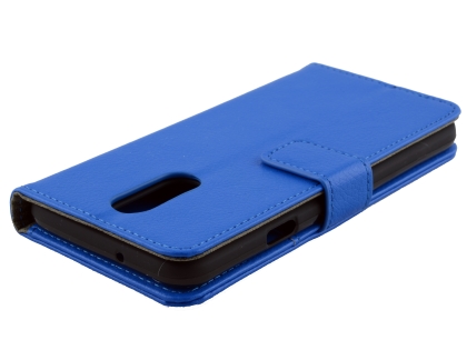 Synthetic Leather Wallet Case with Stand for LG Q7 - Blue