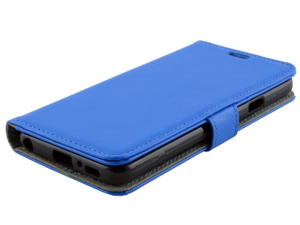 Synthetic Leather Wallet Case with Stand for LG Q7 - Blue