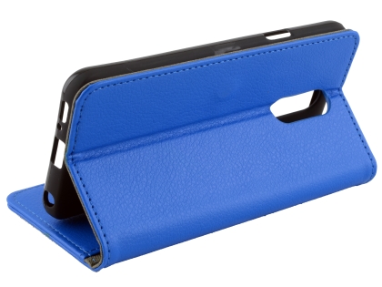 Synthetic Leather Wallet Case with Stand for LG Q7 - Blue
