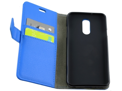 Synthetic Leather Wallet Case with Stand for LG Q7 - Blue