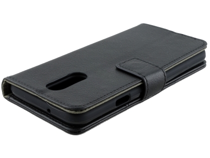 Synthetic Leather Wallet Case with Stand for LG Q7 - Black