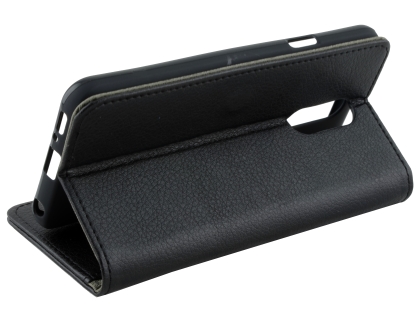 Synthetic Leather Wallet Case with Stand for LG Q7 - Black
