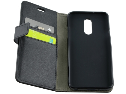 Synthetic Leather Wallet Case with Stand for LG Q7 - Black