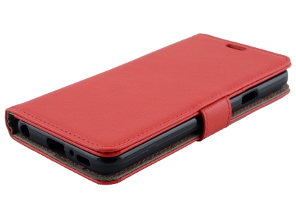 Synthetic Leather Wallet Case with Stand for LG Q7 - Red